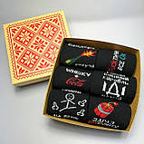 Подарунковий комплект шкарпеток чоловічих довгих демісезонних чорних зі смішними малюнками 40-45 6 пар у Br BAR, фото 4