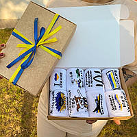 Бокс шкарпеток жіночих високих однотонних весна-осінь з патріотичним акцентом 8 пар 36-41 у подарунковій Br BAR