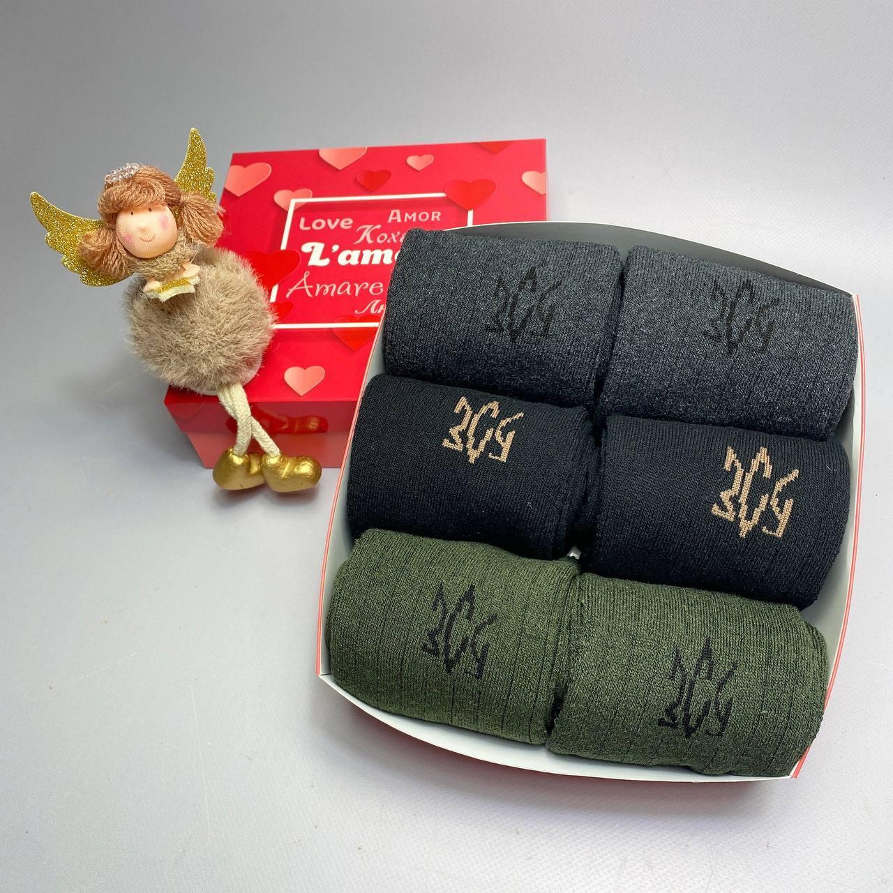 Тактичні зимові шкарпетки 6 пар у подарунковій коробці, Чоловічі теплі шкарпетки махрові повсякденні 41-45 Br BAR, фото 1