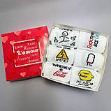 Крутий комплект шкарпеток чоловічих високих білих весна-осінь із приколом 40-45 6 пар у красивій Br BAR, фото 7