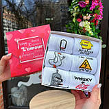 Креативний бокс шкарпеток чоловічих високих білих демісезонних із веселими малюнками 40-45 6 пар у красивій Br BAR, фото 7