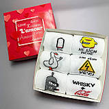 Креативний бокс шкарпеток чоловічих високих білих демісезонних із веселими малюнками 40-45 6 пар у красивій Br BAR, фото 6