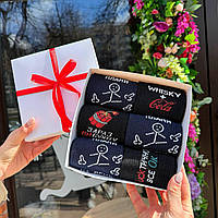 Подарунковий бокс шкарпеток хлопцям на 6 пар 40-45 р модні високої якості демісезонні весна-осінь Br BAR