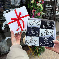 Подарунковий бокс шкарпеток чоловічих високих весна-осінь із веселими малюнками та написом Плани на день Br BAR