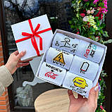 Подарунковий бокс шкарпеток чоловічих довгих практичних якісних весна-осінь із класним принтом 40-45 6 пар Br BAR, фото 8