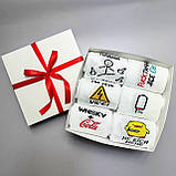 Подарунковий бокс шкарпеток чоловічих довгих практичних якісних весна-осінь із класним принтом 40-45 6 пар Br BAR, фото 3