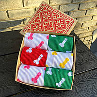 Подарунковий набір шкарпеток для чоловіка яскраві різнобарвні шкарпетки "Цюцюрки" 40-45 р у наборі 6 пар Br BAR