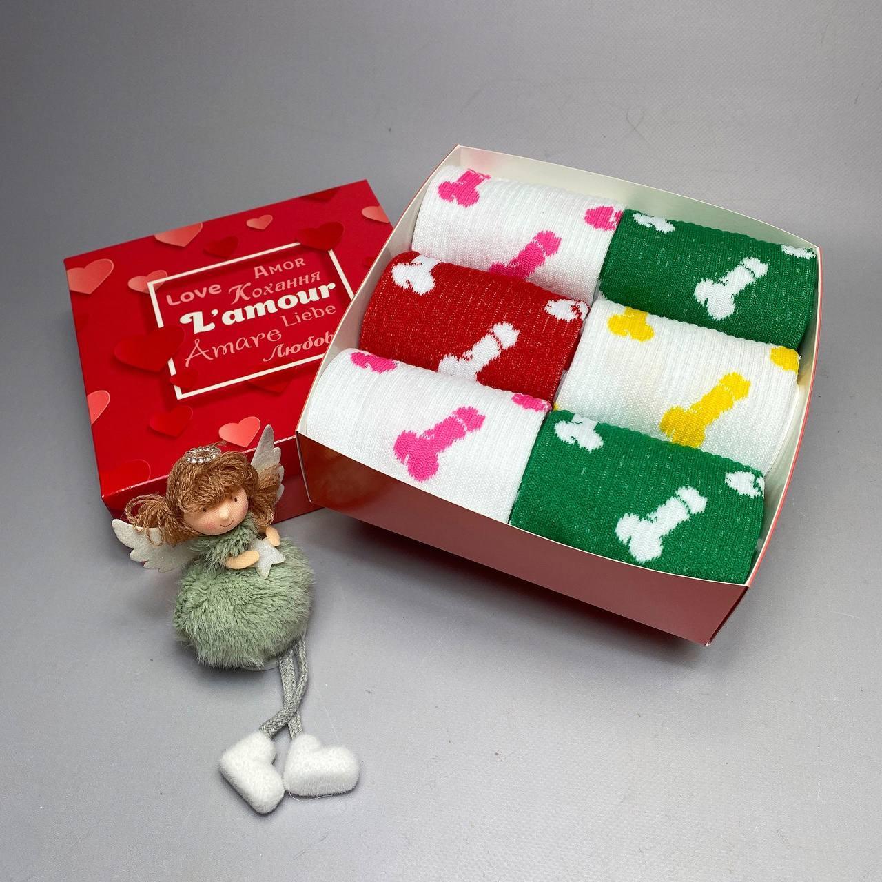 Подарунковий набір шкарпеток для чоловіка яскраві різнобарвні шкарпетки "Цюцюрки" 40-45 р у наборі 6 пар Br BAR, фото 1