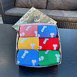 Прикольні чоловічі шкарпетки бокс на 6 пар укотажній коробці яскраві різнобарвні шкарпетки "Цюцюрки" 40-45 Br BAR, фото 7