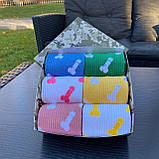 Прикольні чоловічі шкарпетки бокс на 6 пар у коробці яскраві різнобарвні шкарпетки "Цюцюрки" 40-45 р Br BAR, фото 6