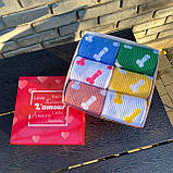 Прикольні чоловічі шкарпетки бокс 6 пар у святковій коробці яскраві різнобарвні шкарпетки 40-45 р "Цюцюрки" Br BAR, фото 3