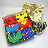 Оригінальний набір шкарпеток чоловічих високих різнокольорових демісезонних з яскравим Марвел принтом 40-45 6 пар Br BAR