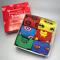 Комплект високих чоловічих шкарпеток на 6 пар 40-45 р з героями Marvel оригінальні бавовняні, модні, Br BAR