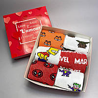 Креативний набір чоловічих шкарпеток на 6 пар 40-45 р. з Marvel бавовняні, високі та повсякденні, практичні Br BAR