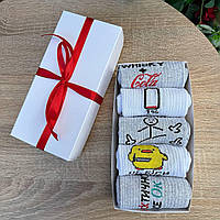 Набір шкарпеток чоловічих довгих стильних весна осінь з класним принтом 40-45 5 пар на оригінальний подарунок Br BAR