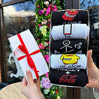 Комплект шкарпеток чоловічих довгих практичних весна осінь із класним принтом 40-45 5 пар на прикольний подарунок Br BAR