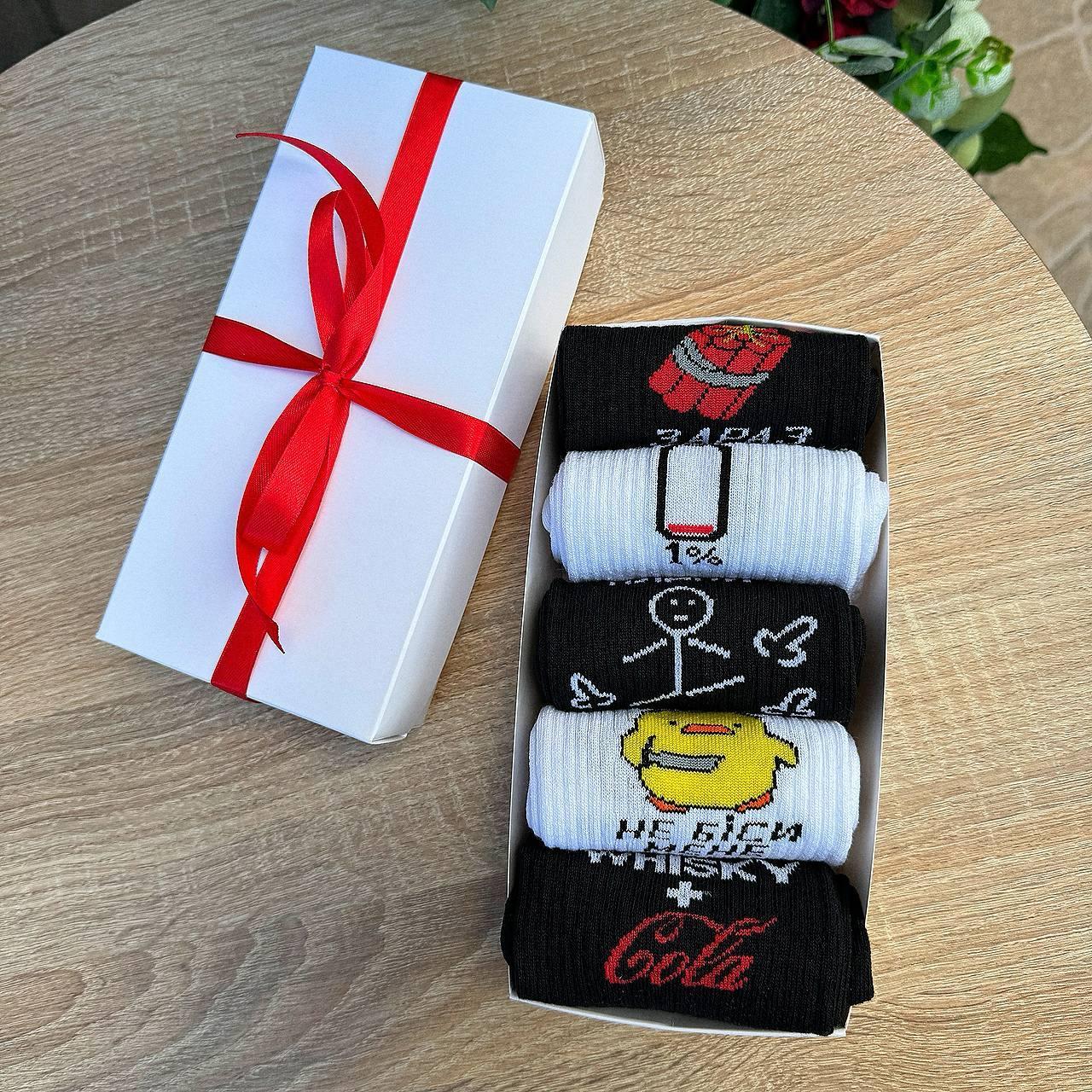 Комплект шкарпеток чоловічих високих повсякденних повсякденних якісних демісезонних прикольних 40-45 5 пар Br BAR, фото 1