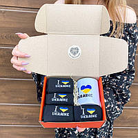 Бокс чоловічий подарунковий патріотичний I Love UKRAINE кружка 330 мл та високі демісезонні шкарпетки 8 пар Br BAR