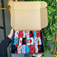 Крутий бокс шкарпеток жіночих довгих кольорових демісезонних з яскравим принтом 36-41 21 шт для коханої на Br BAR