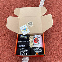 Набір чоловічий з патріотичним принтом чашка 330 мл та шкарпетки довгі демісезонні 8 пар 40-45 для Br BAR