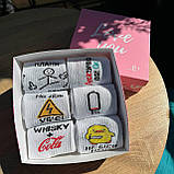 Оригінальний бокс шкарпеток чоловічих високих демісезонних із веселим принтом 40-45 6 пар у красивій Br BAR, фото 6