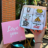 Набір шкарпеток чоловічих довгих весна-осінь із креативними веселими малюнками 40-45 6 пар у подарунковій Br BAR, фото 2