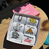 Набір шкарпеток чоловічих довгих весна-осінь із креативними веселими малюнками 40-45 6 пар у подарунковій Br BAR, фото 7