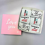 Подарунковий комплект шкарпеток чоловічих високих весна-осінь із кумедним дизайном 40-45 6 пар у красивій Br BAR, фото 4