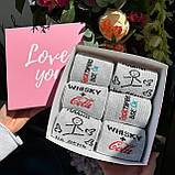 Подарунковий комплект шкарпеток чоловічих високих весна-осінь із кумедним дизайном 40-45 6 пар у красивій Br BAR, фото 6