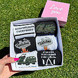 Патріотичний набір шкарпеток чоловічих довгих демісезонних демісезонних практичних 6 пар 40-45 у красивій Br BAR, фото 9