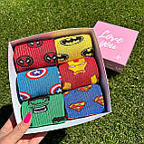 Креативний бокс шкарпеток чоловічих довгих весна-осінь з яскравими героями Марвел 40-45 6 пар у красивій Br BAR, фото 6