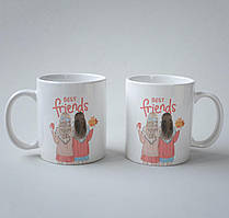Чашка з оригінальним принтом Best Friends 330 мл біла з кераміки якісна та прикольна кухоль Br BAR