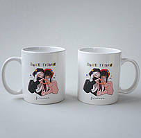 Чашка з оригінальним принтом Best Friends 330 мл біла з кераміки якісна та прикольна кухоль подружці Br BAR