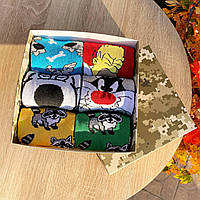 Якісний набір жіночих шкарпеток на 6 пар 36-41 р різнобарвні з незвичайним принтом демісезонні та бавовняні Br BAR