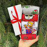 Подарунковий набір чоловічих Новорічних шкарпеток 40-45 на 5 пар у коробці Br BAR, фото 2