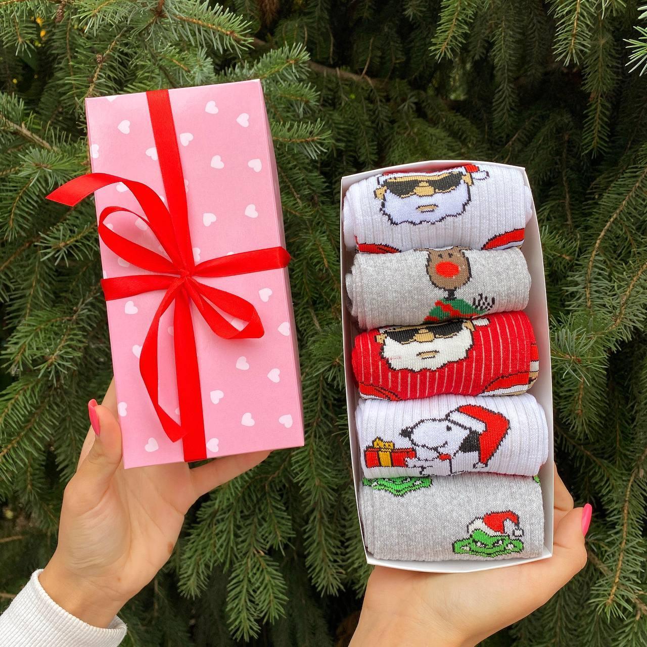 Новорічні чоловічі шкарпетки, бокс на 9 пар високих носків 40-45 р Новорічний подарунок для хлопця, друга Br BAR, фото 1