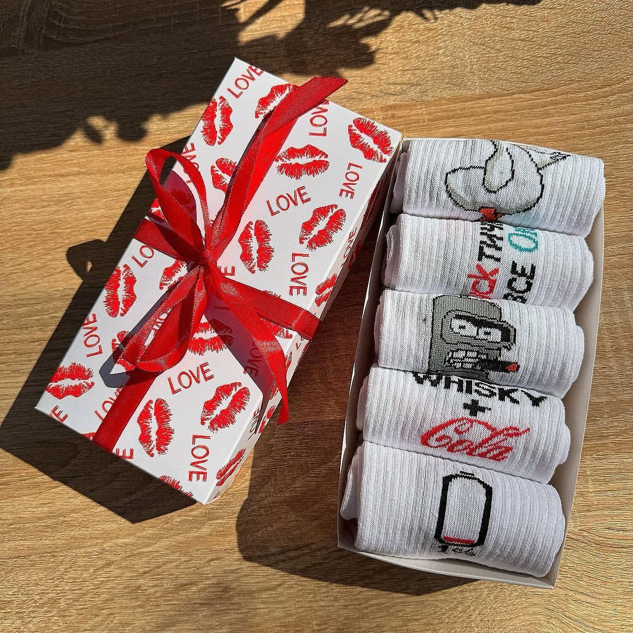 Бокс шкарпеток для хлопців високих практичних весна-осінь із кумедними малюнками 40-45 5 пар у подарунковій Br BAR, фото 1