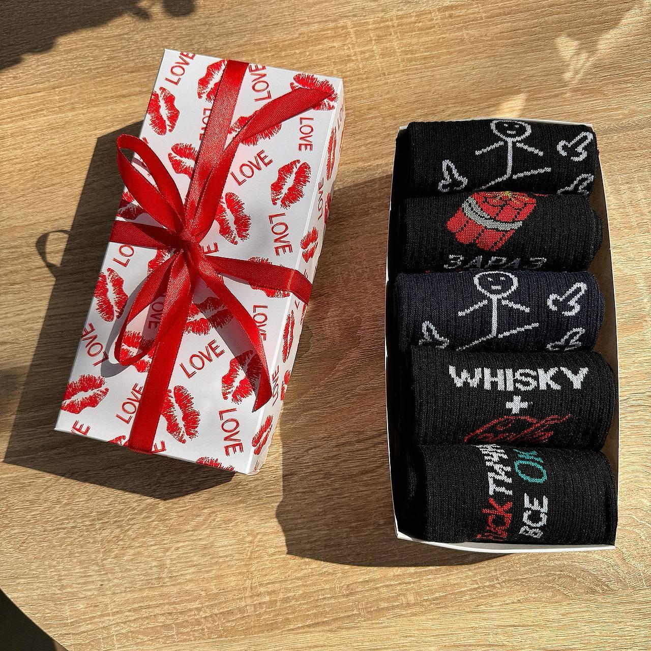 Набір шкарпеток чоловічих високих весна-осінь з оригінальним веселим принтом 40-45 5 пар ідея на подарунок Br BAR, фото 1