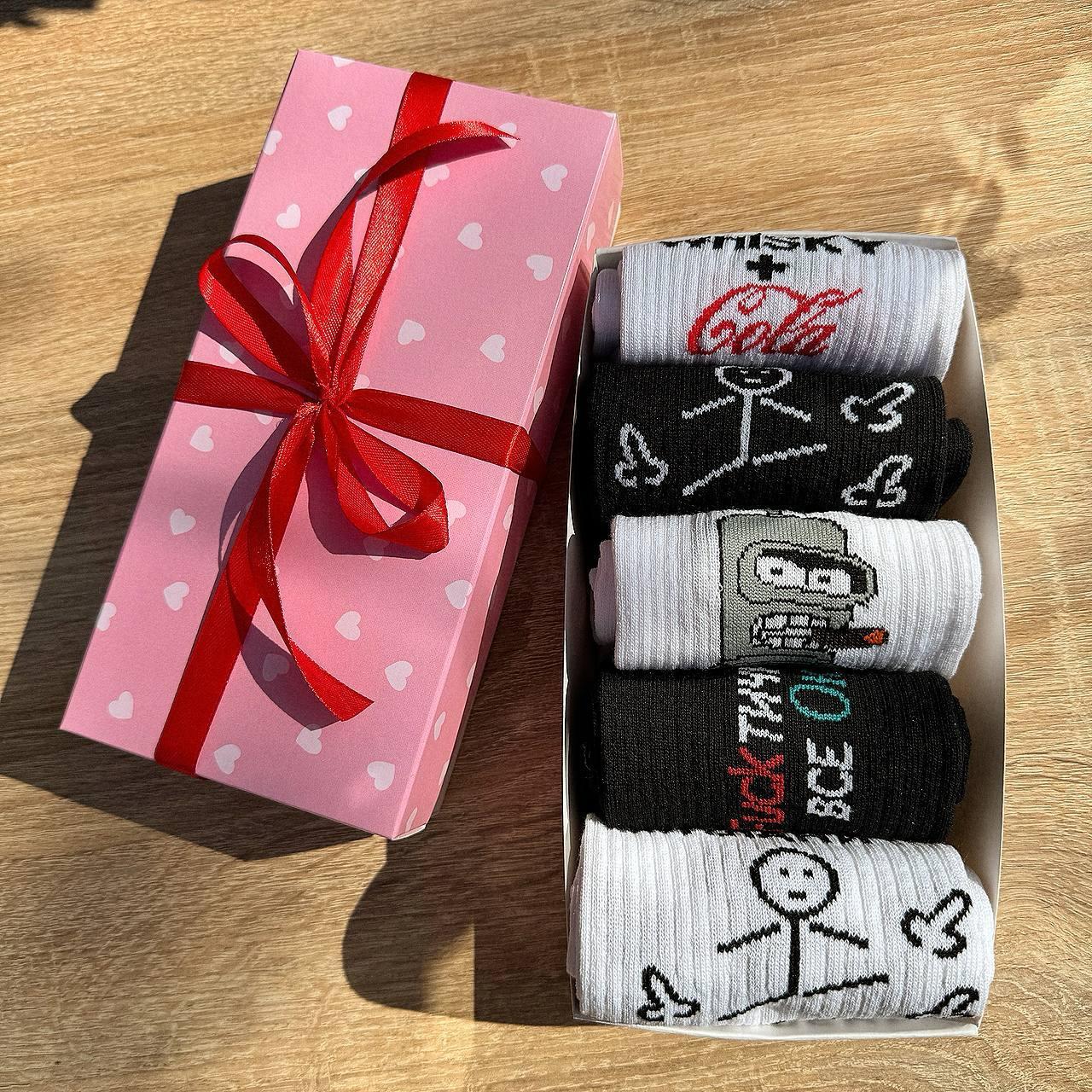 Гарний комплект шкарпеток чоловічих високих демісезонних стильних із кумедним дизайном 40-45 5 пар для Br BAR, фото 1