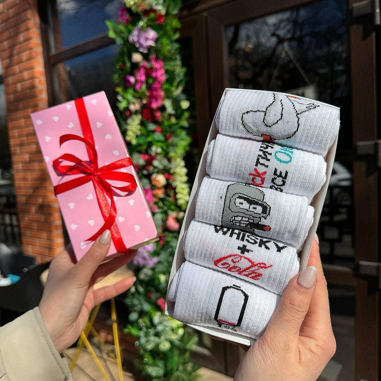 Комплект шкарпеток чоловічих високих бавовняних весна-осінь із кумедним класним принтом 40-45 5 пар гарний Br BAR, фото 1