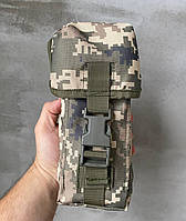 Тактичний підсумк для двох магазинів АК армійський закритий твердий на фастексі піксель MOLLE 28х9х7 см Br BAR