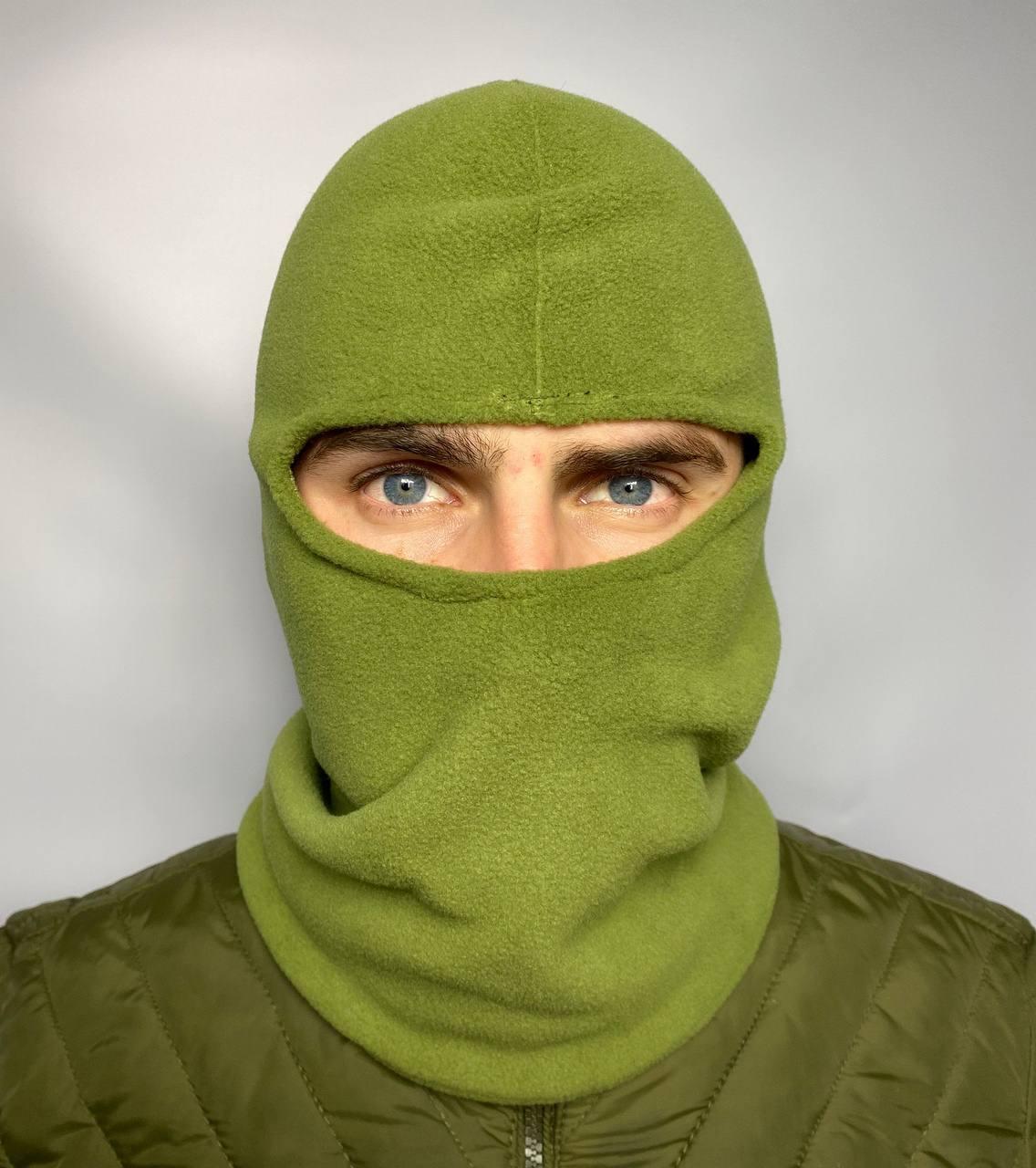 Балаклава військова тактична флісова зимова тепла повсякденна маскувальна спортивна щільна олива Br BAR, фото 1