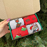 Подарунковий набір чоловічих Новорічних шкарпеток 40-45 на 4 пари в коробці ТОП якості Br BAR, фото 4