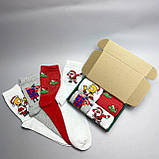 Подарунковий набір чоловічих Новорічних шкарпеток 40-45 на 4 пари в коробці ТОП якості Br BAR, фото 3