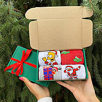 Новорічний набір шкарпеток дівчатам на 4 пари 36-41 р якісні, підліткові, стильні модні та Br BAR