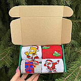 Подарунковий набір чоловічих Новорічних шкарпеток 40-45 на 4 пари в коробці ТОП якості Br BAR, фото 6