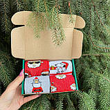 Подарунковий набір чоловічих Новорічних шкарпеток 40-45 на 5 пар у коробці Br BAR, фото 4