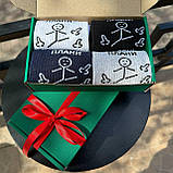 Бокс шкарпеток чоловічих довгих демісезонних оригінальних з класним принтом 40-45 4 пари крута ідея Br BAR, фото 2