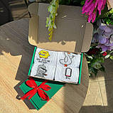 Комплект шкарпеток чоловічих високих демісезонних із креативним принтом 40-45 4 пари в крутій подарунковій Br BAR, фото 6