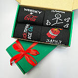 Подарунковий бокс шкарпеток чоловічих довгих демісезонних кумедних модних 40-45 4 пари в красивій коробці Br BAR, фото 3